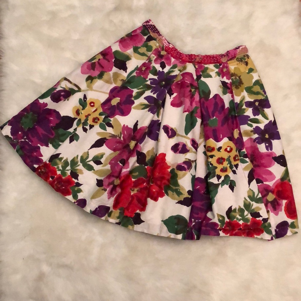 Anthro Baraschi Pleated Floral Skirt